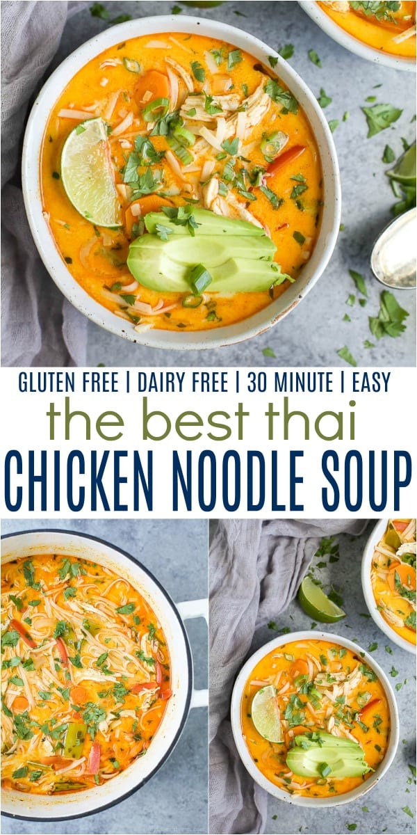 pinterest image for thai chicken noodle soup