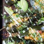 Turkey Stuffed Poblanos filled with fire roasted tomatoes and black beans then topped with melted cheese and an Avocado Crema to die for. A gluten free meal that will quickly become your families favorite!