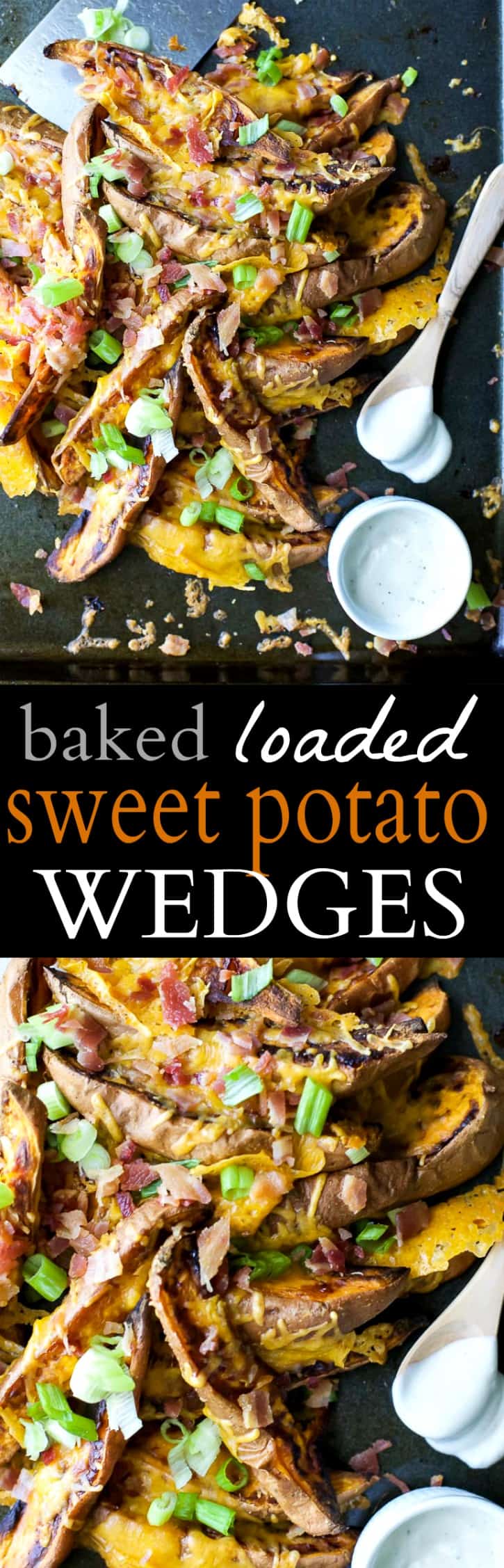 Title image for Baked Loaded Sweet Potato Wedges