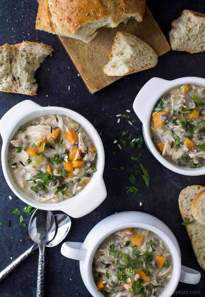 Easy Crockpot Chicken & Wild Rice Soup | Only 5 Min Prep Time!