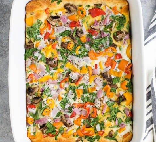 Egg White Vegetable Breakfast Casserole - an easy healthy breakfast recipe. Loaded with veggies, egg whites, and cheese! Perfect for a weekend brunch and only 75 calories a serving!