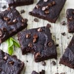 Fudgy Flourless Pumpkin Brownies made with maple syrup, pumpkin puree, almond butter, and cocoa powder! These brownies are so fudgy you'll be shocked! It's the perfect guilt free dessert recipe this holiday season! | gluten free recipes