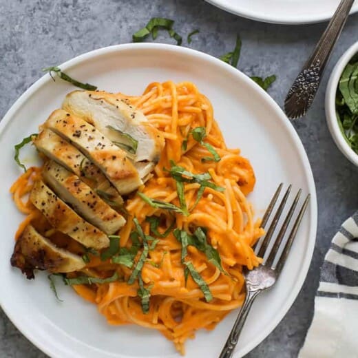 GF Pasta with Chicken and Roasted Red Pepper Sauce - web-3