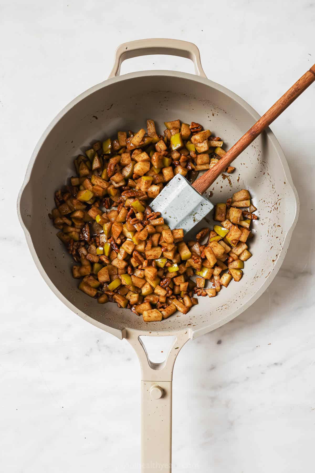 Cooking the apple crisp topping. 