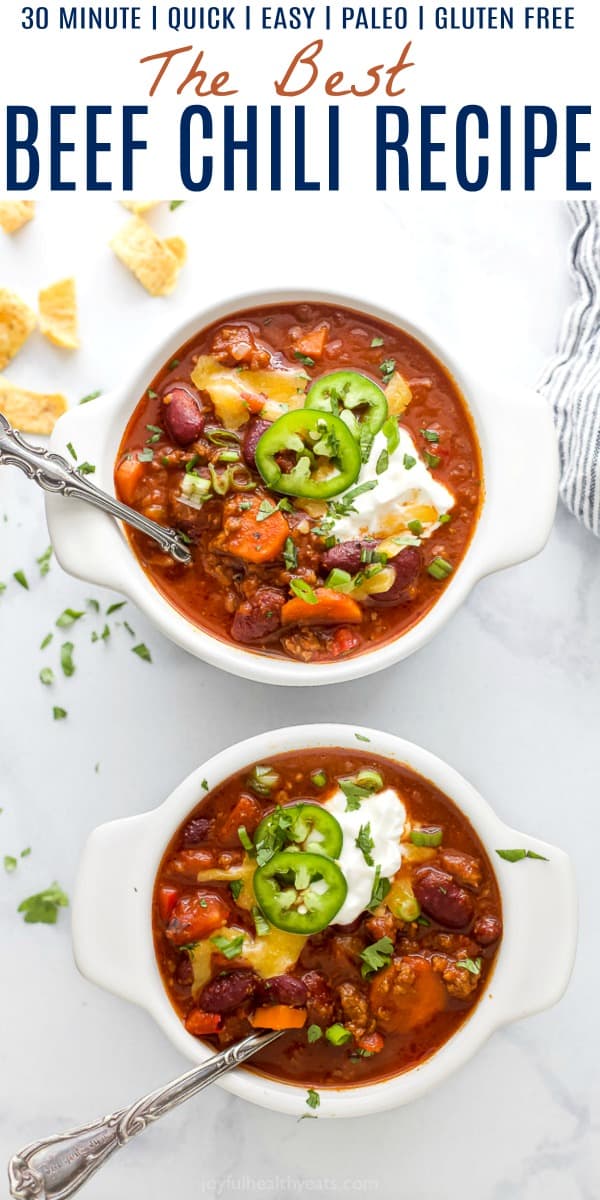 pinterest image for best beef chili recipe