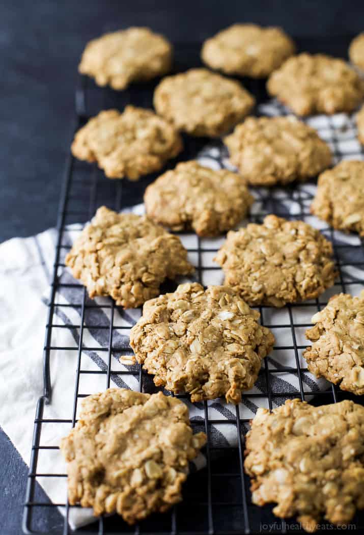 Healthy Oatmeal Peanut Butter Cookies on a cooling rack