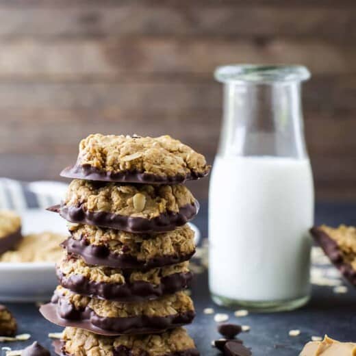 Chocolate Dipped Oatmeal Peanut Butter Cookies - web-6