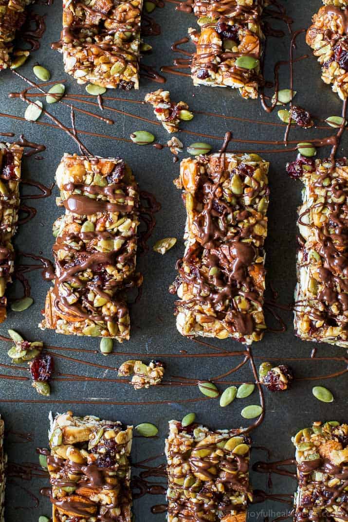 Top view of Homemade Cranberry Almond Granola Bars