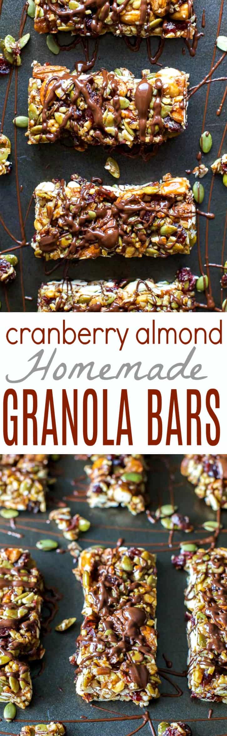 Pinterest collage for Homemade Cranberry Almond Granola Bars recipe