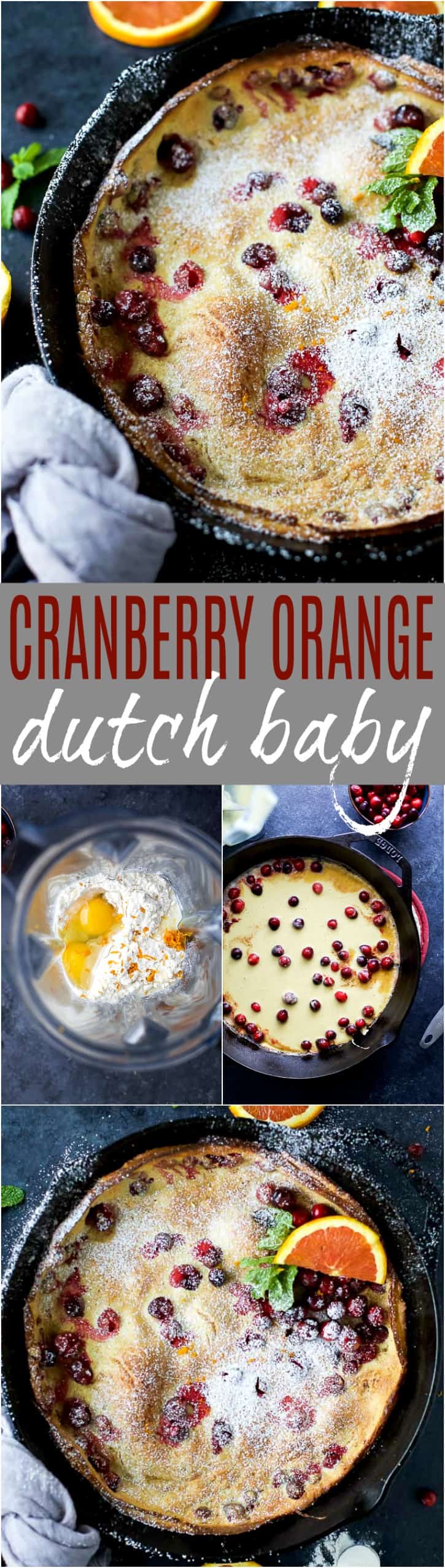 Collage for Cranberry Orange Dutch Baby recipe