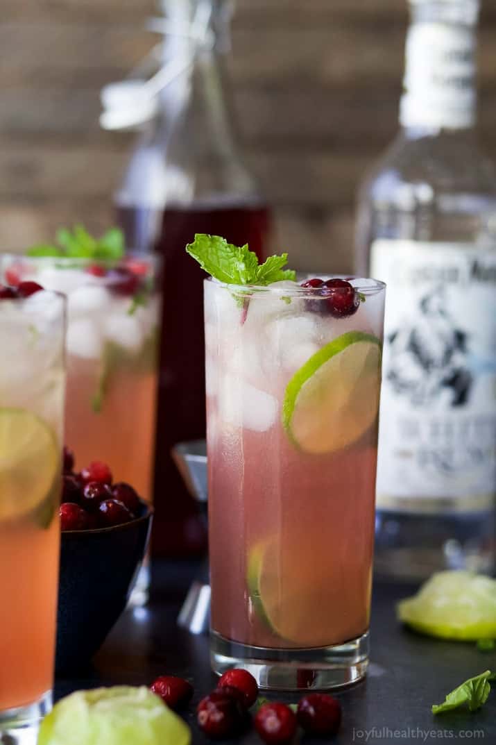 A tall glass of Holiday Cranberry Mojito