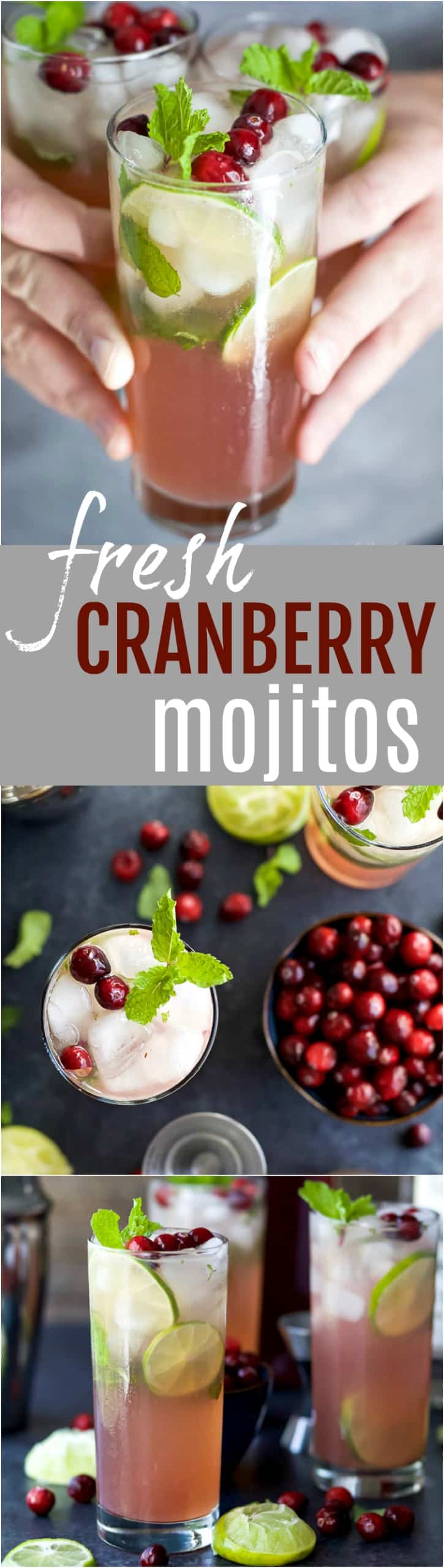 Recipe collage for Fresh Cranberry Mojitos