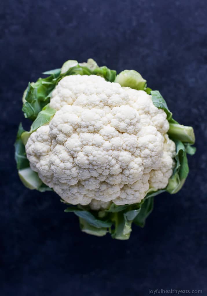 Top view of a head of cauliflower