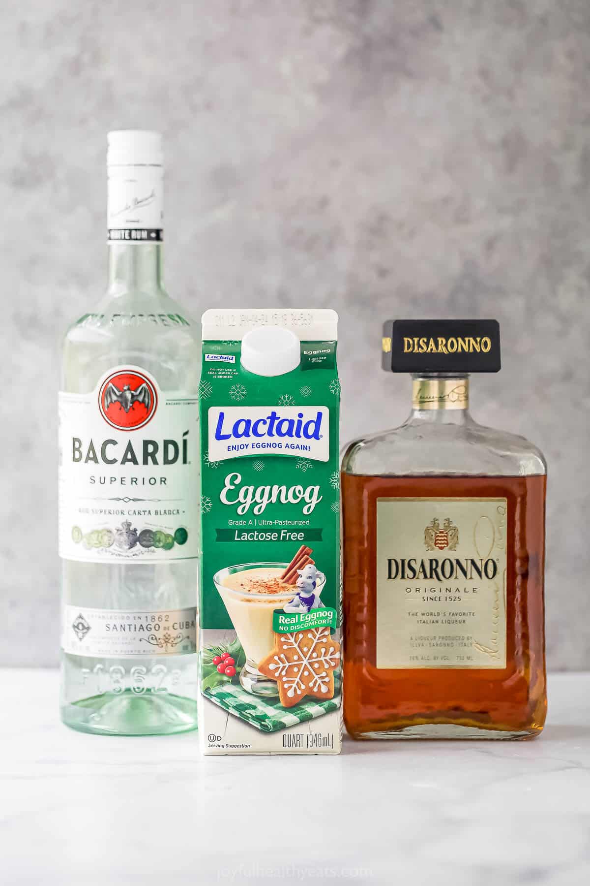 Ingredients for spiked eggnog. 