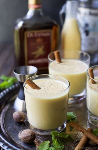 Image of Glasses of Holiday Spiked Eggnog