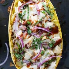 BBQ Chicken Pizza Stuffed Spaghetti Squash-image