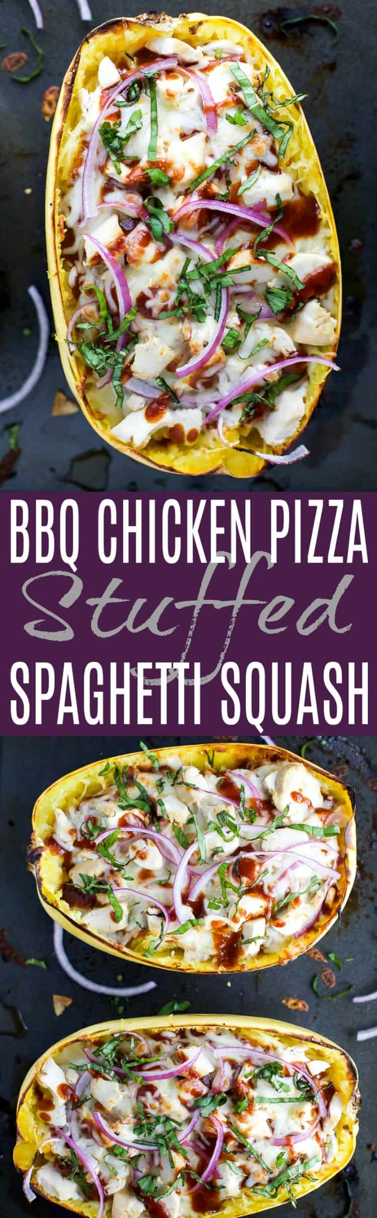 Title image for BBQ Chicken Pizza Stuffed Spaghetti Squash