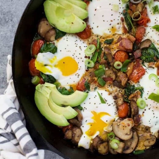 Spinach Mushroom Breakfast Skillet with Eggs-5