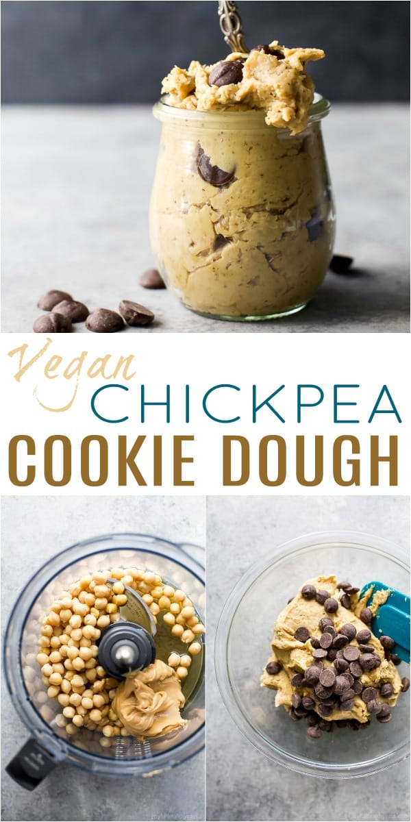 pinterest image for vegan chickpea cookie dough (peanut butter & chocolate chip)