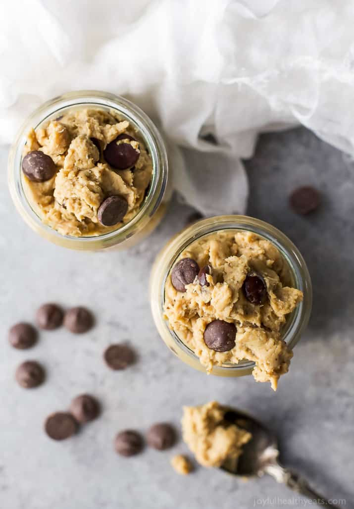 Vegan Chickpea Cookie Dough made in a blender.  A healthy eggless no bake cookie dough recipe to satisfy that sweet tooth! {gluten free, refined sugar free, dairy free}