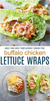 Pinterest Image for Easy Low Carb Buffalo Chicken Lettuce Wraps