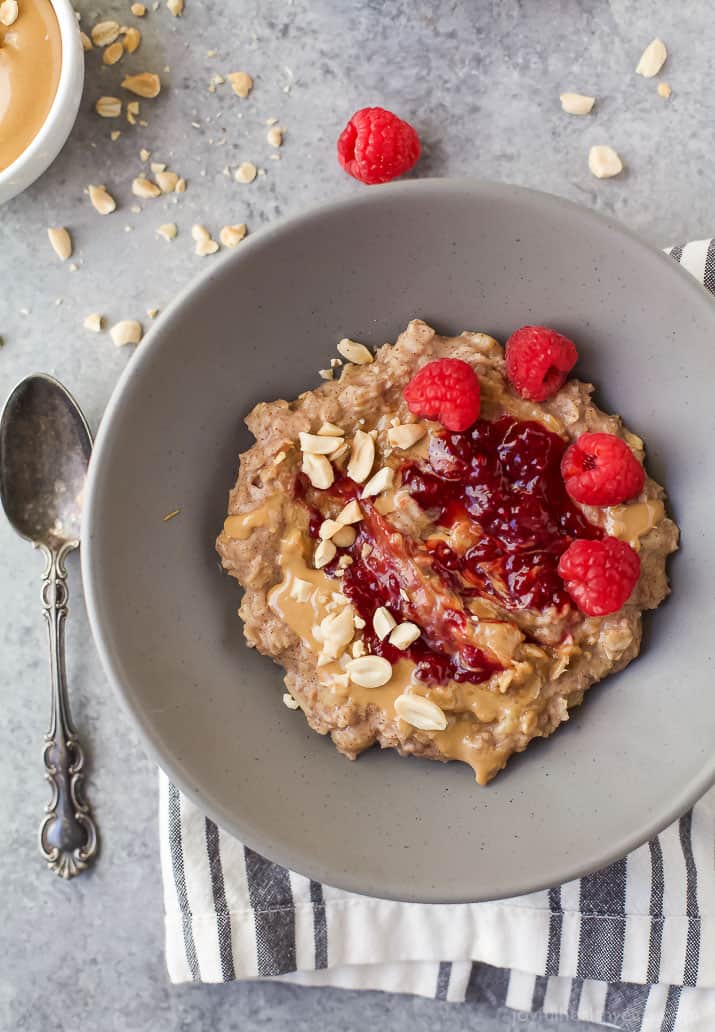 Healthy Peanut Butter & Jelly Oatmeal Recipe | Easy Breakfast Idea