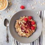 A healthy Peanut Butter & Jelly Oatmeal Recipe that creamy, delicious, high in protein and fiber and takes less than 15 minutes to make! You'll be making this for breakfast every morning after you try it!