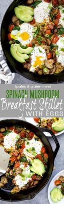 Delicious Spinach Mushroom Breakfast Skillet with Eggs