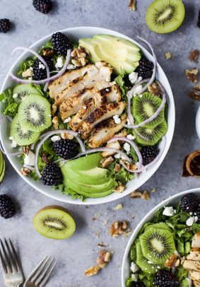 Image of Blackberry Kiwi Balsamic Chicken Salad in a Bowl