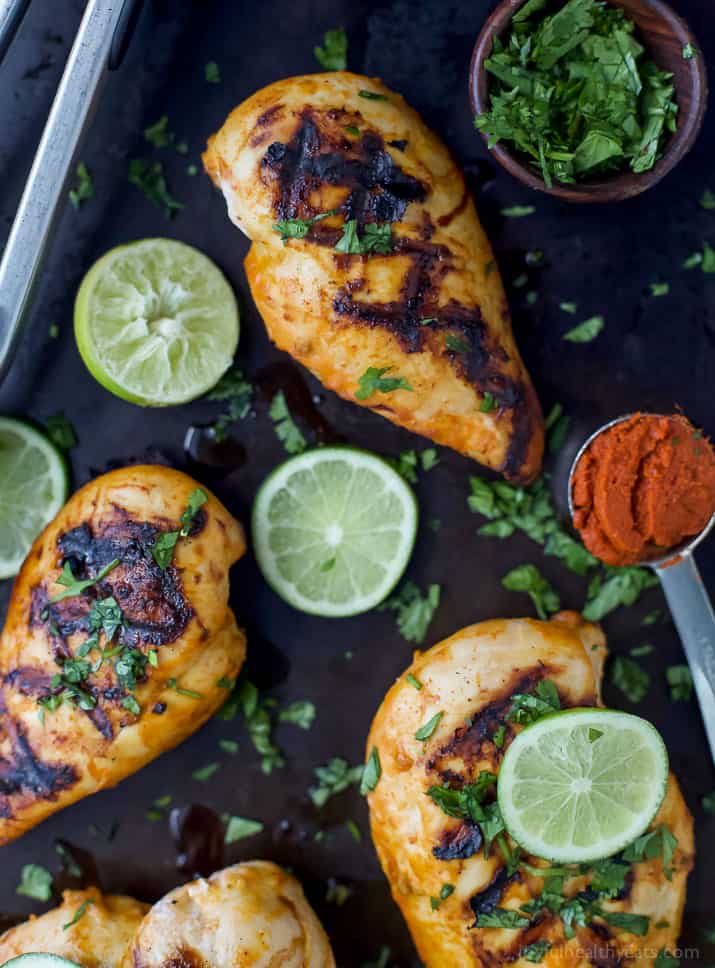 Juicy Thai Curry Grilled Chicken marinaded in a creamy curry coconut sauce then grilled to perfection! This thai chicken will be the star of your dinner table this summer!  #glutenfree