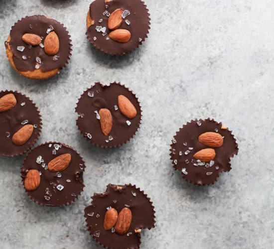 These 5 ingredient Vegan Almond Butter Cups are easy to make and a delicious healthy version of the popular candy! Creamy almond butter smooshed in between two layers of dark chocolate, can't get any better than that! 