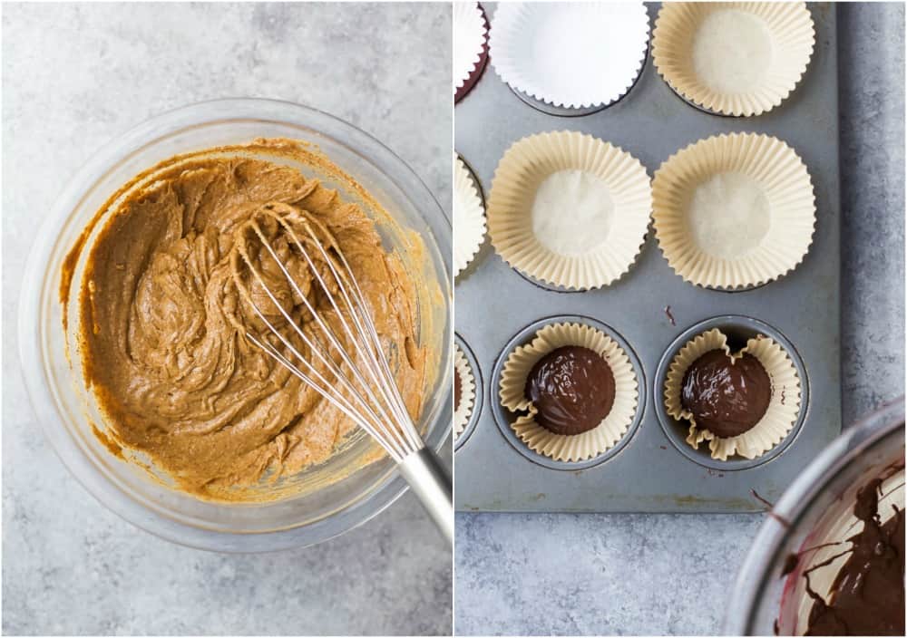 These 5 ingredient Vegan Almond Butter Cups are easy to make and a delicious healthy version of the popular candy! Creamy almond butter smooshed in between two layers of dark chocolate, can't get any better than that! 