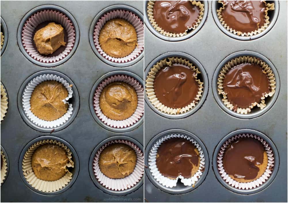 These 5 ingredient Vegan Almond Butter Cups are easy to make and a delicious healthy version of the popular candy! Creamy almond butter smooshed in between two layers of dark chocolate, can't get any better than that! 