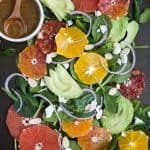 Winter Fruit Avocado Salad made with fresh citrus, avocado, spinach and goat cheese. This gorgeous citrus salad is done in 15 minutes and makes the perfect side for any meal!