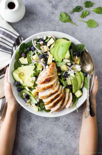 Easy Grilled Avocado Mango Chicken Salad a refreshing healthy salad perfect for the summer! A light 30 minute meal loaded with nutrients and flavor!