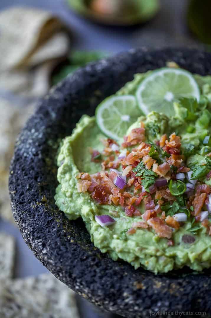 Creamy Bacon Guacamole in a bowl