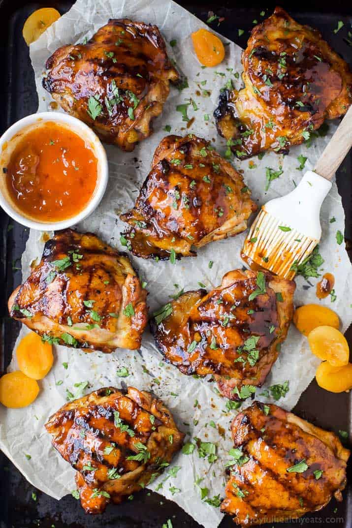Top view of Chipotle Apricot Grilled Chicken Thighs