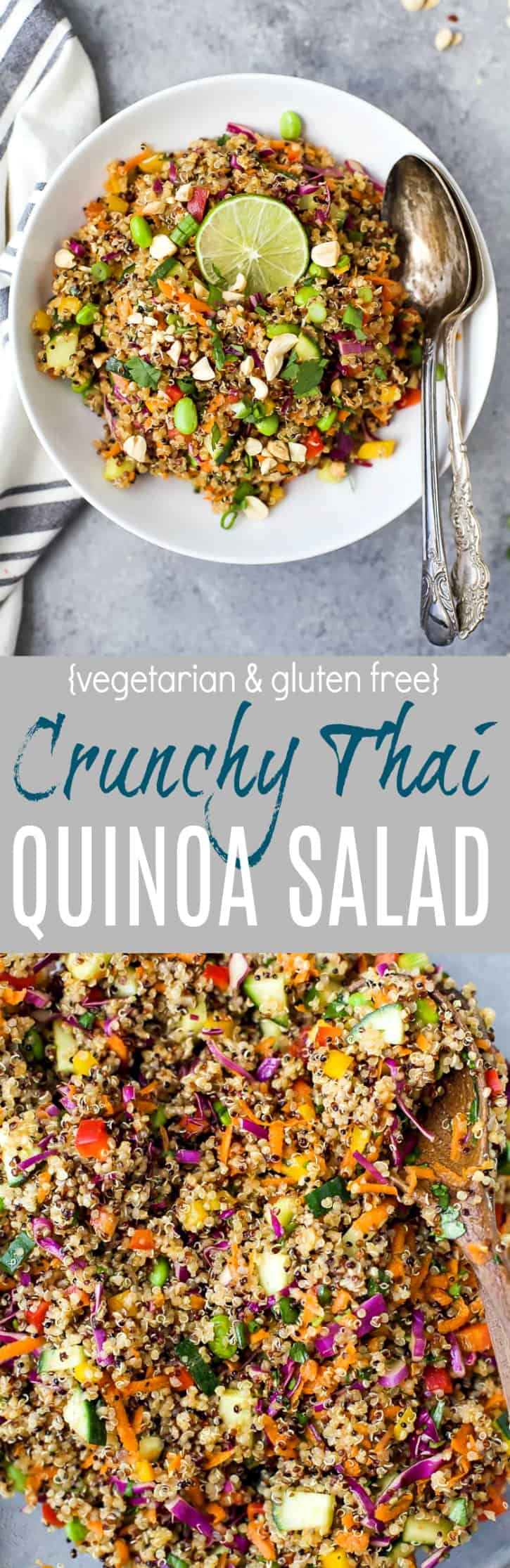 Crunchy Thai Quinoa Salad recipe collage