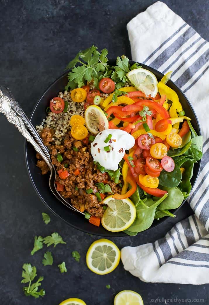 Top view of a Deconstructed Stuffed Bell Pepper Bowl