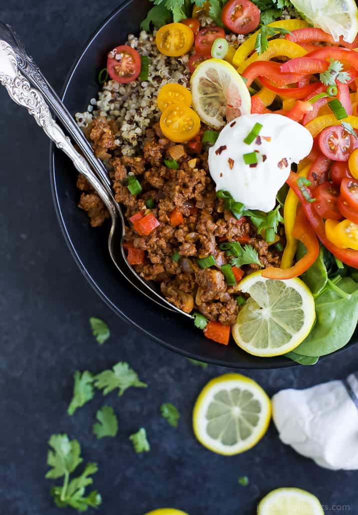 Top view of Deconstructed Stuffed Bell Pepper Bowl