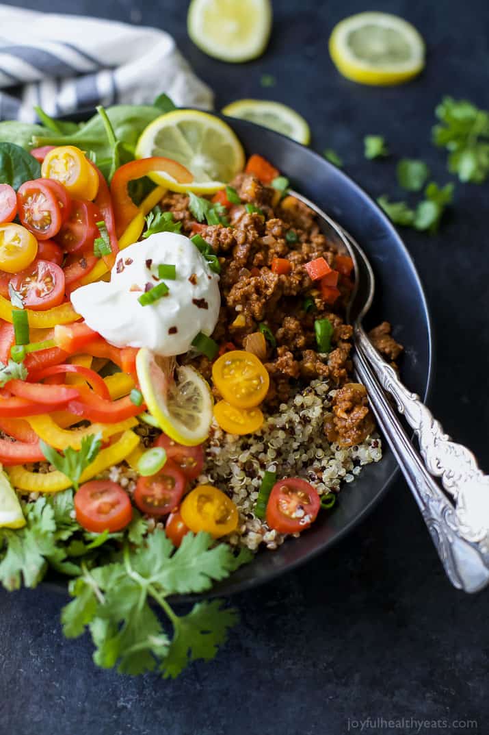 Side view of a Deconstructed Stuffed Bell Pepper Bowl