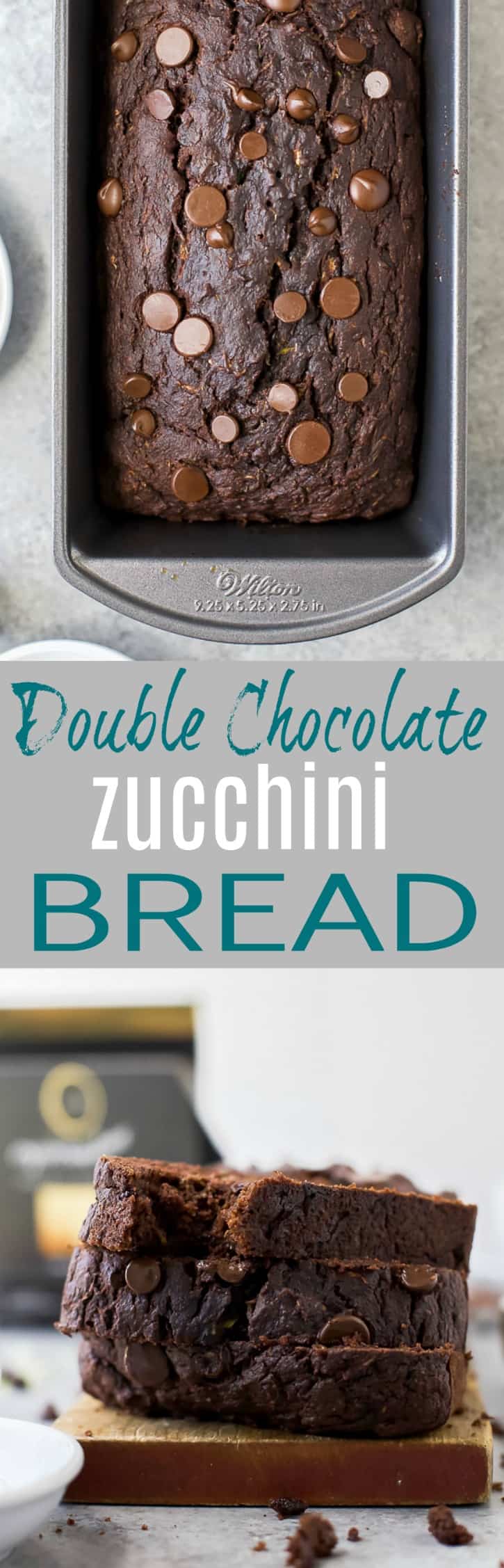 Collage fo Double Chocolate Zucchini Bread recipe