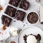 Almond Butter Vegan Brownies - the ultimate fudgy brownie that's insanely easy to make and loaded with intense chocolate flavor! I guarantee these super moist paleo brownies will be a hit with the fam!