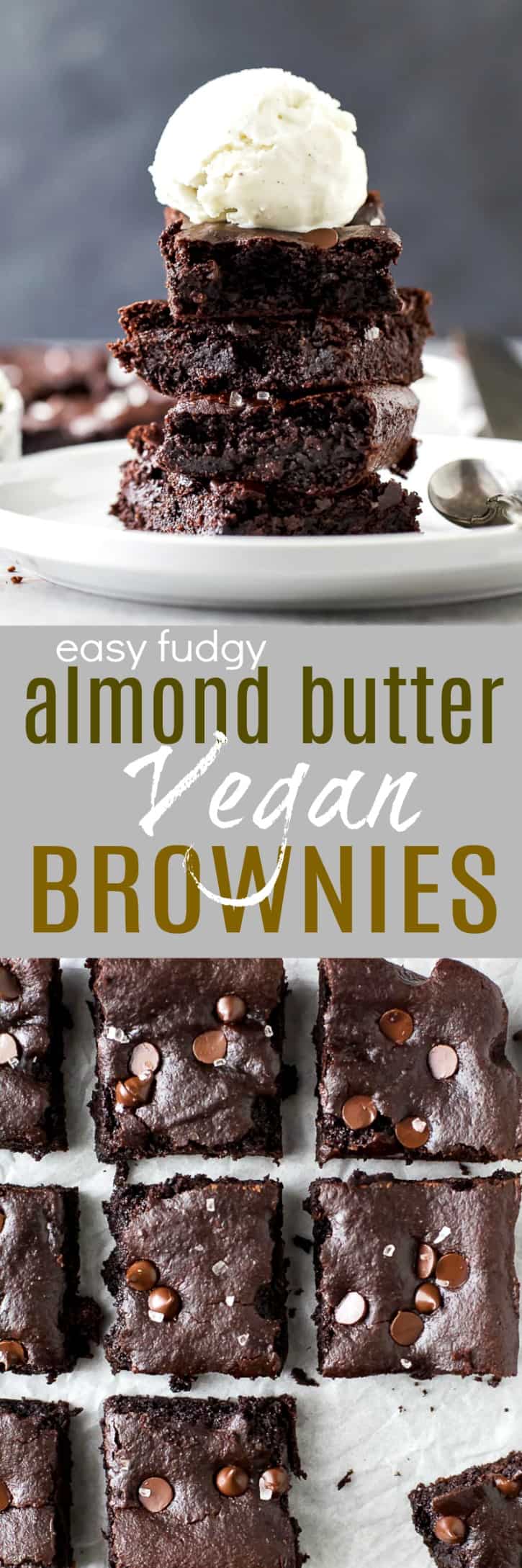 Almond Butter Vegan Brownies - the ultimate fudgy brownie that's insanely easy to make and loaded with intense chocolate flavor! I guarantee these super moist paleo brownies will be a hit with the fam!