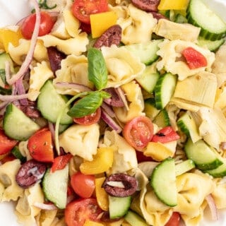 Pasta salad in a bowl.