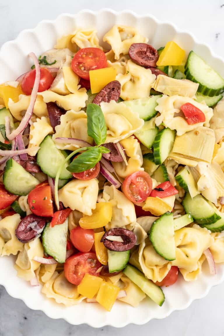 Pasta salad in a bowl.