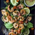 A quick 15 minute Grilled Shrimp Caesar Salad with a homemade egg and anchovy free caesar dressing! This Grilled Salad is light, refreshing and perfect for the summer!