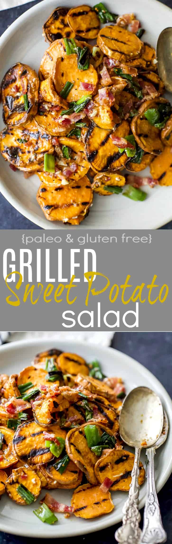 Recipe collage for GRILLED SWEET POTATO SALAD