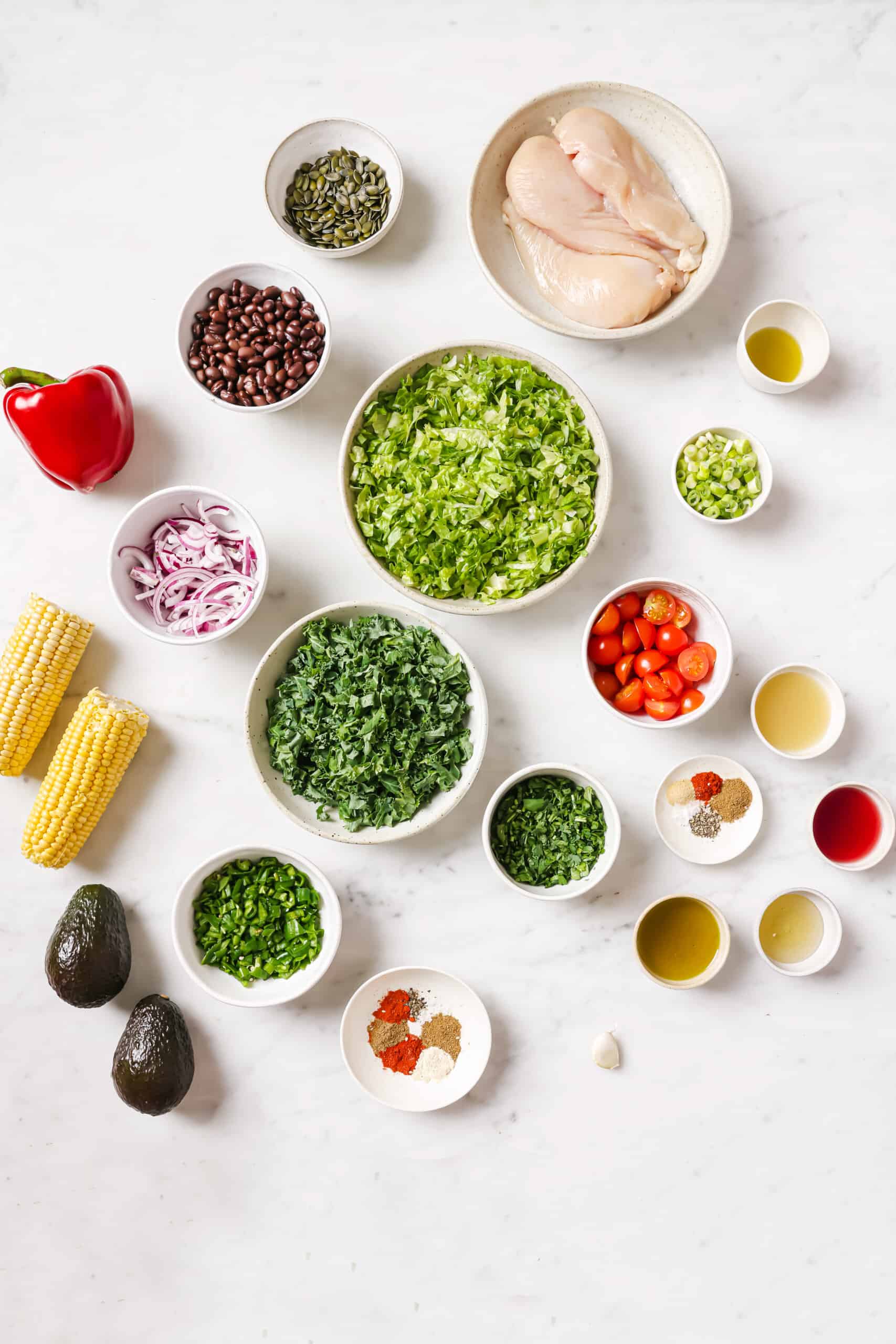 Ingredients for chopped salad recipe. 