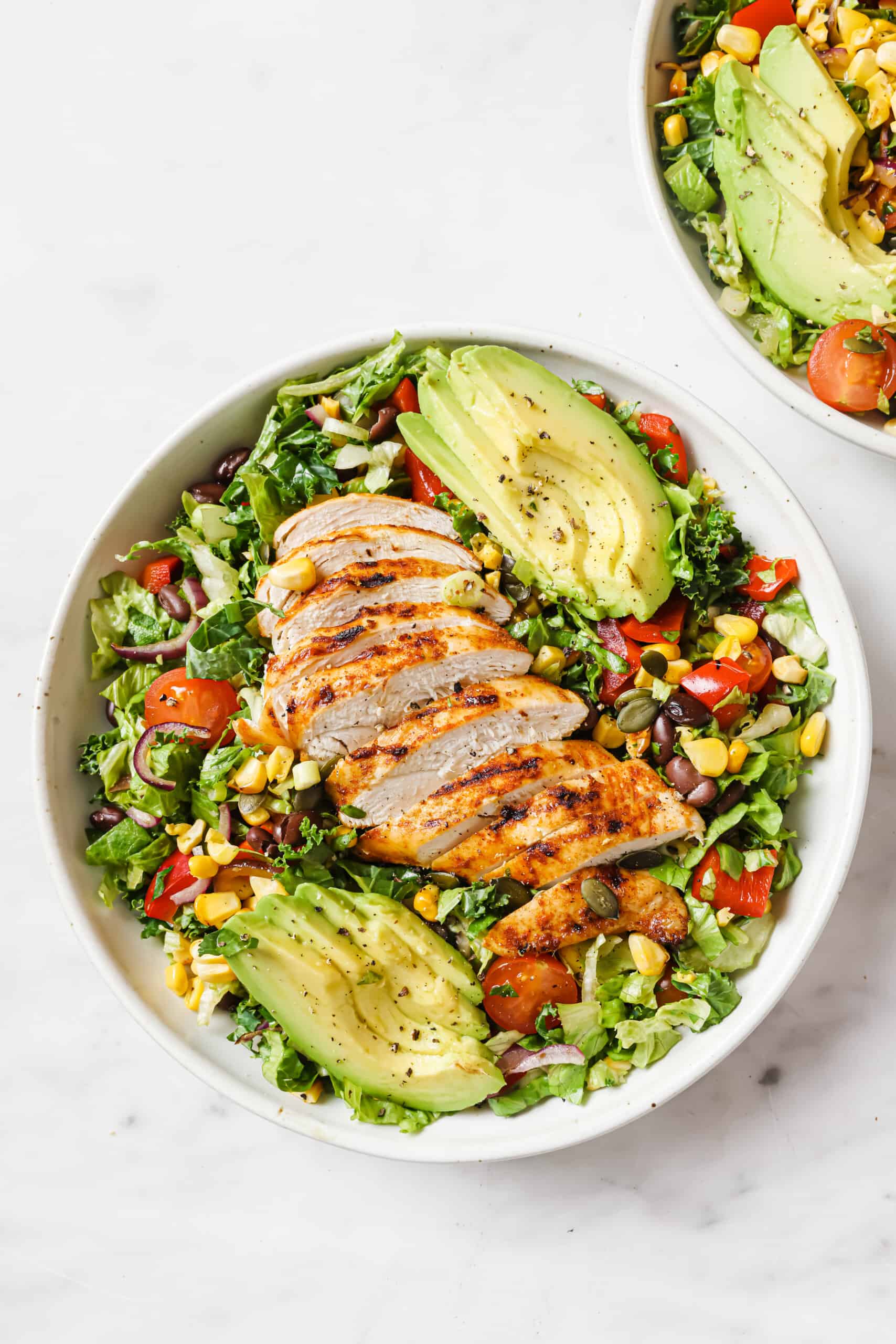 Overhead photo of Mexican chopped salad. 